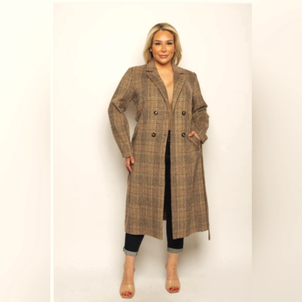 Plaid Trench Coat